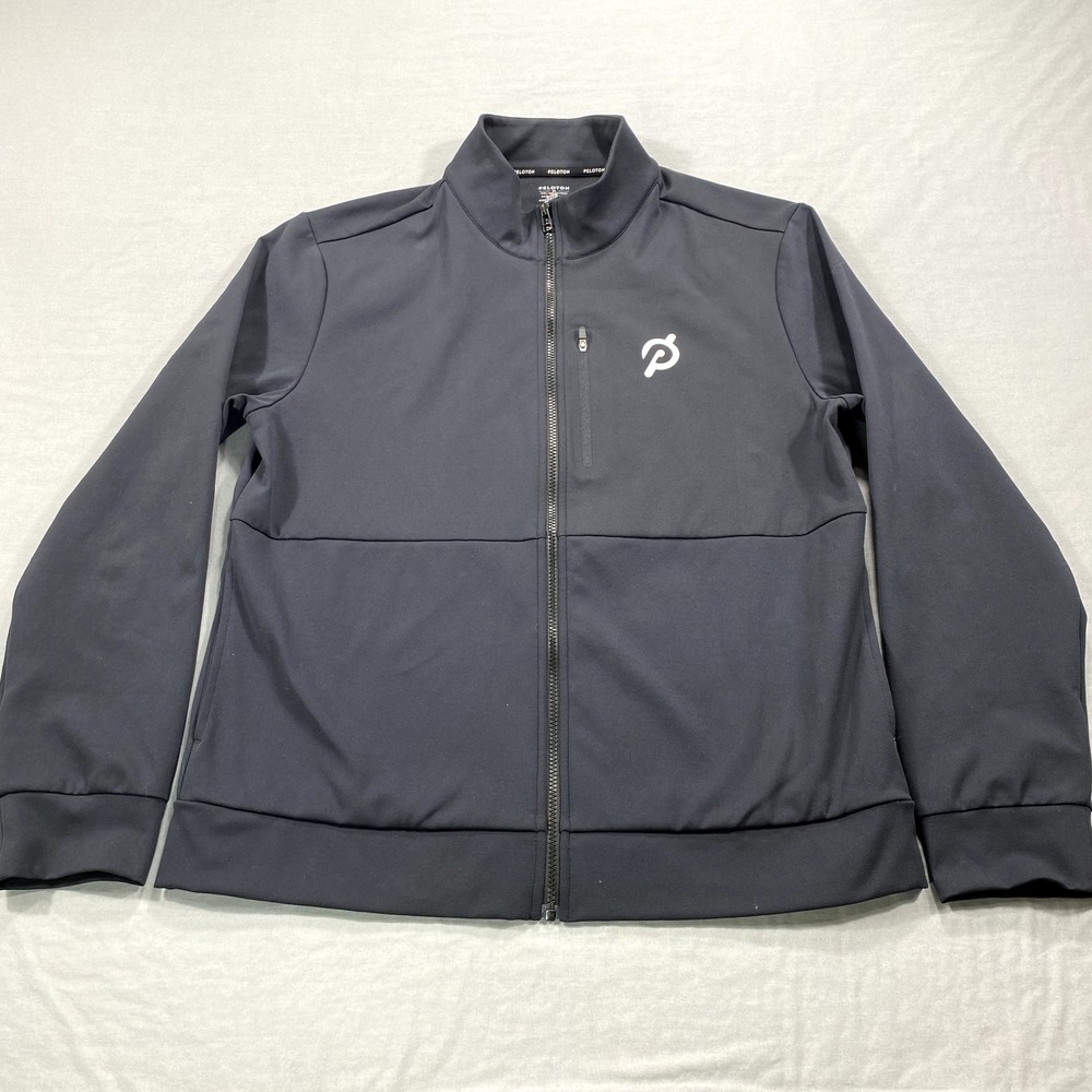 Peloton Jacket Adult Large Black Full Zip  Mock Neck Pockets‎ Gym Cycling Mens
